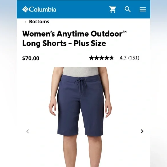 Columbia Shorts Nwt Columbia Plus Size Womens Anytime Outdoor